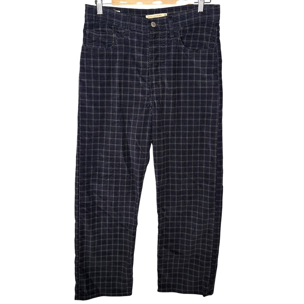 Levi's Bethany Plaid Jeans Odyssey Velvet Ribcage Straight Houndstooth 30 x 27